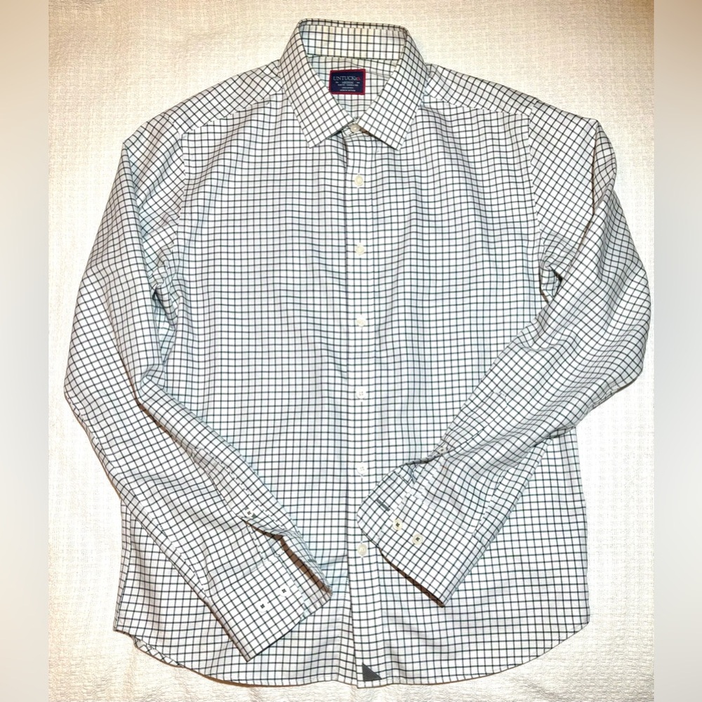 Untuck it men’s white and black checkered button down casual or dress